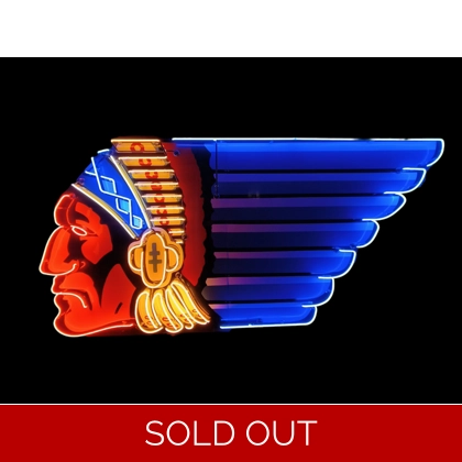 Hand Painted Wasatch Indian Head Neon Sign / Indian Neon Signs From Original / Petro Gas Decor